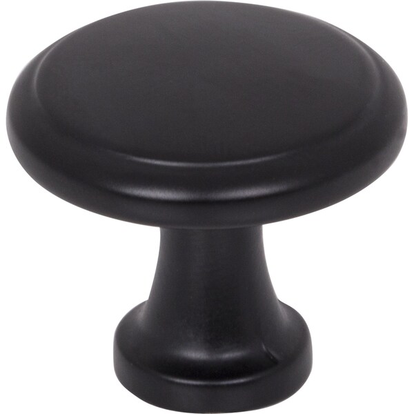 Elements 1-3/16" Diameter Matte Black Kenner Cabinet Mushroom Knob 3970-MB - main
